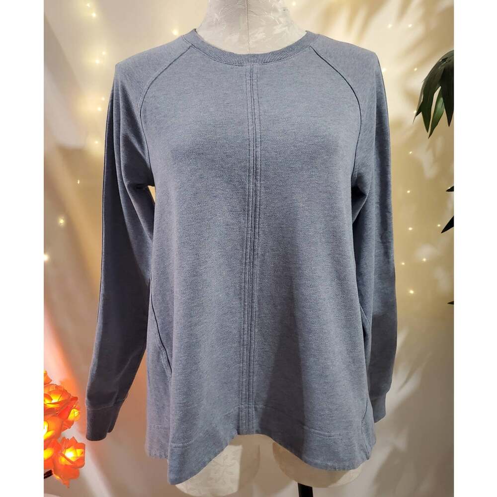 Athleta Farallon Swing Sweatshirt Top Womens Size S Light Blue Heather Active